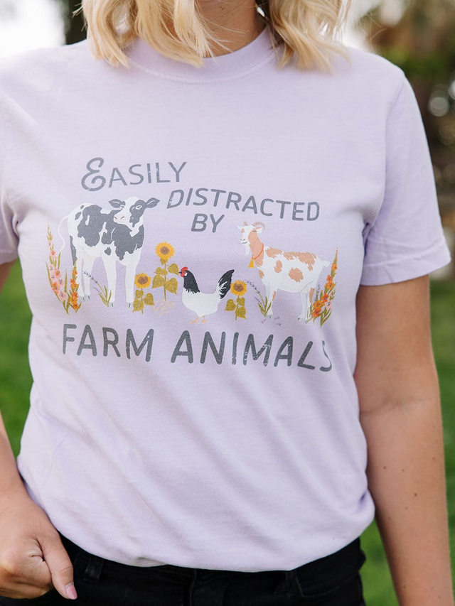 Easily Distracted By Farm Animals Tee - Orchid, 1 of 4