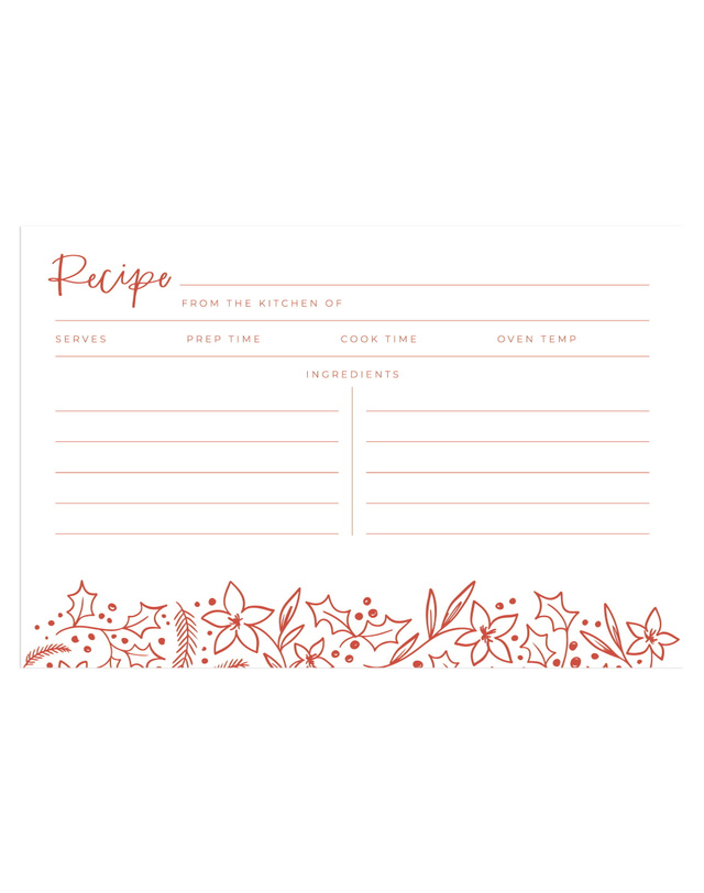 Holiday Floral Recipe Cards - Set of 50, 1 of 3