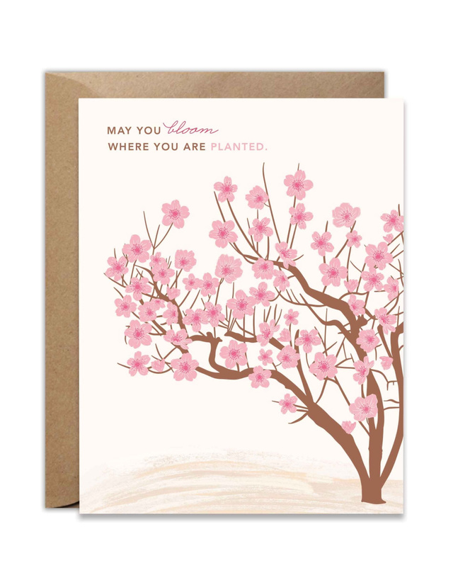 Bloom Where You Are Planted Peach Tree Greeting Card, 1 of 1