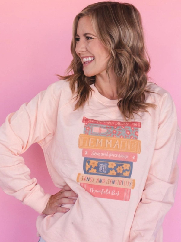 Book Stack Sweatshirt - Peach, 1 of 3