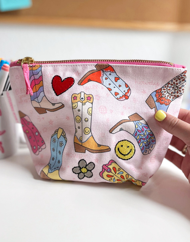 Western Cowgirl Boots Canvas Pouch, 2 of 2