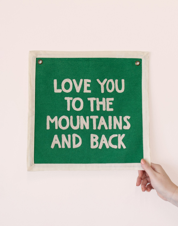 Mountains And Back Embroidered Canvas Banner, 6 of 6