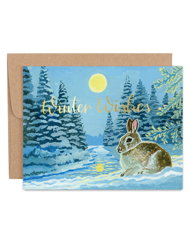 Winter Wishes Snowy Landscape Greeting Card, 1 of 1