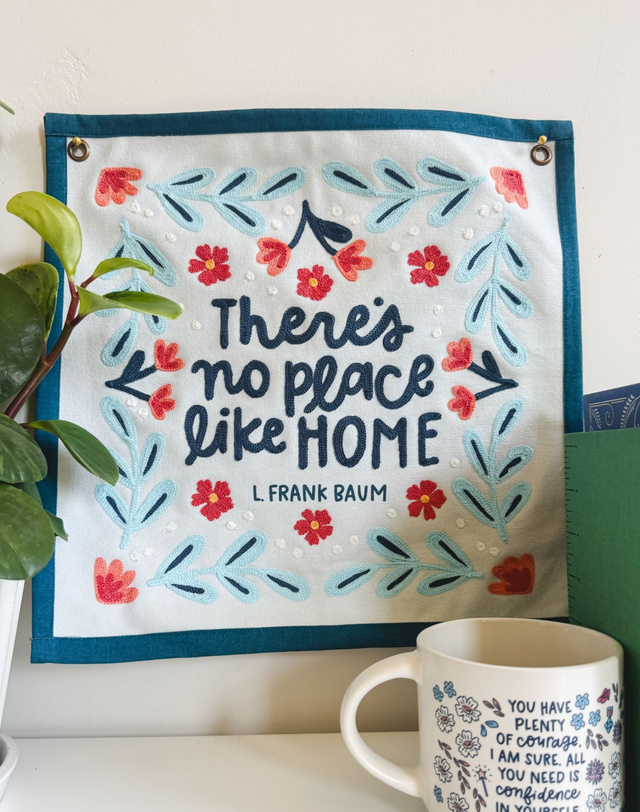 No Place Like Home Wizard of Oz Embroidered Canvas Banner, 1 of 4