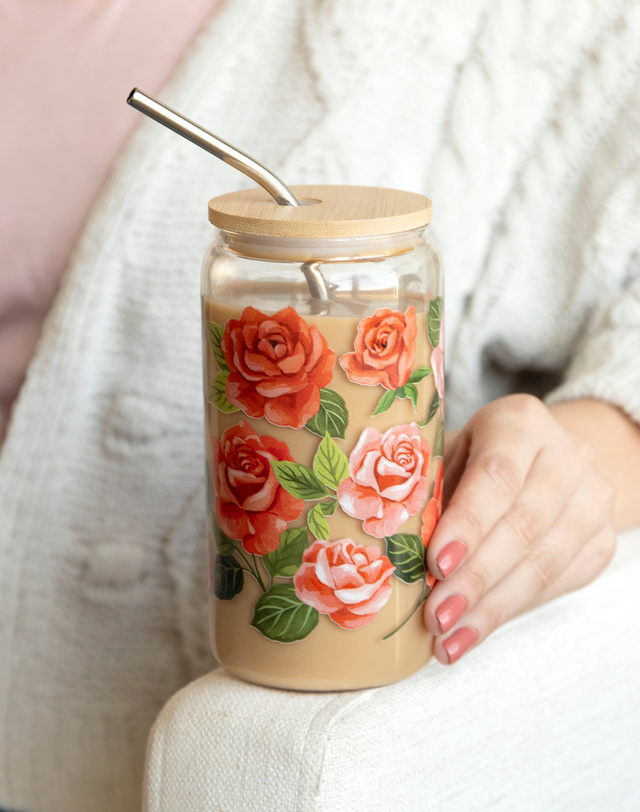 Roses Glass Can, 2 of 3