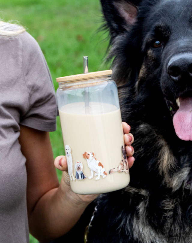 Furry Friends Dogs Glass Can, 1 of 2