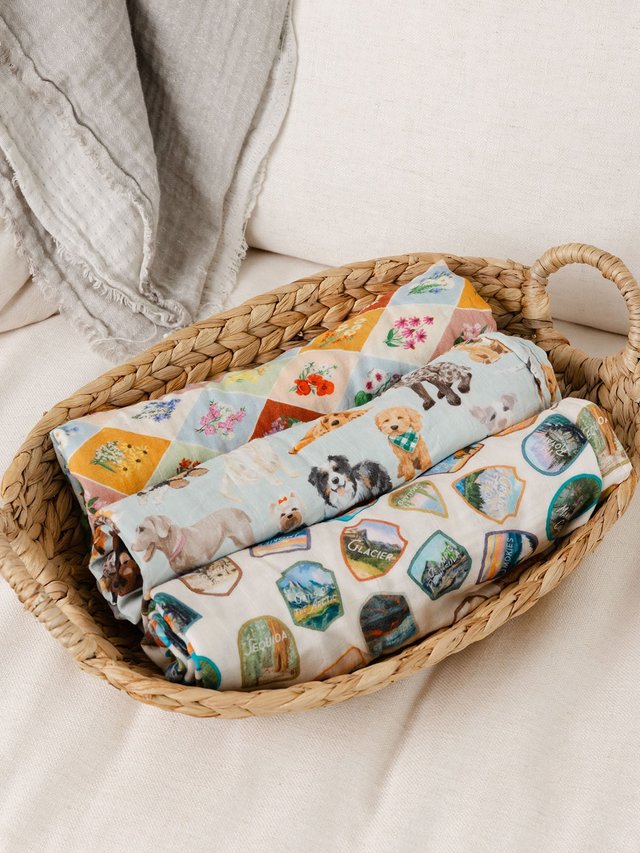 National Park Badges Muslin Baby Swaddle Blanket, 6 of 6