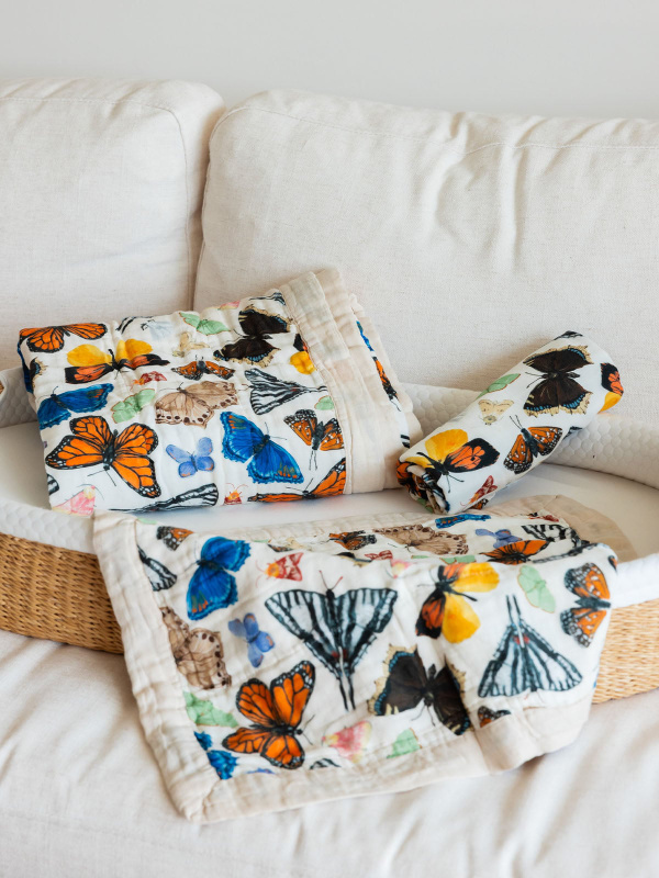 Flutter Friends Butterfly Baby Lovey Muslin Blanket, 5 of 6