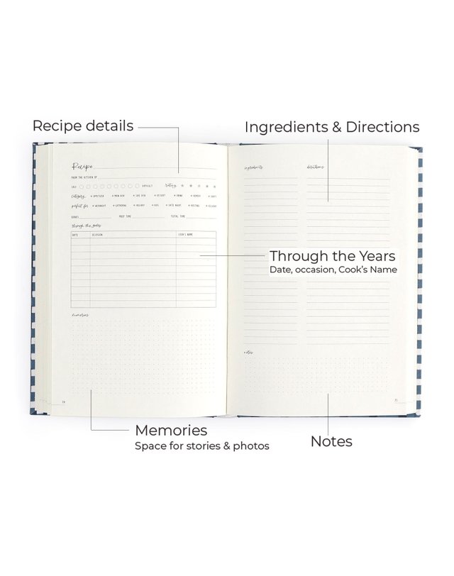 Navy Gingham Heirloom Recipe Book, 3 of 14