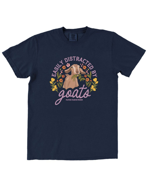 Easily Distracted by Goats Tee - Navy, 2 of 3