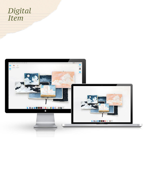 Digital Cloudy Sketchbooks Wallpaper, 1 of 1