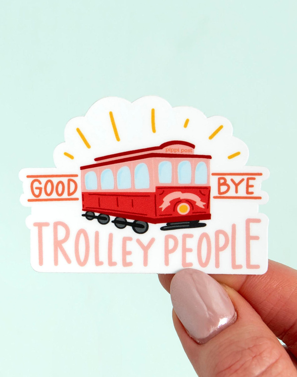 Goodbye Trolley People Decal Sticker, 1 of 2