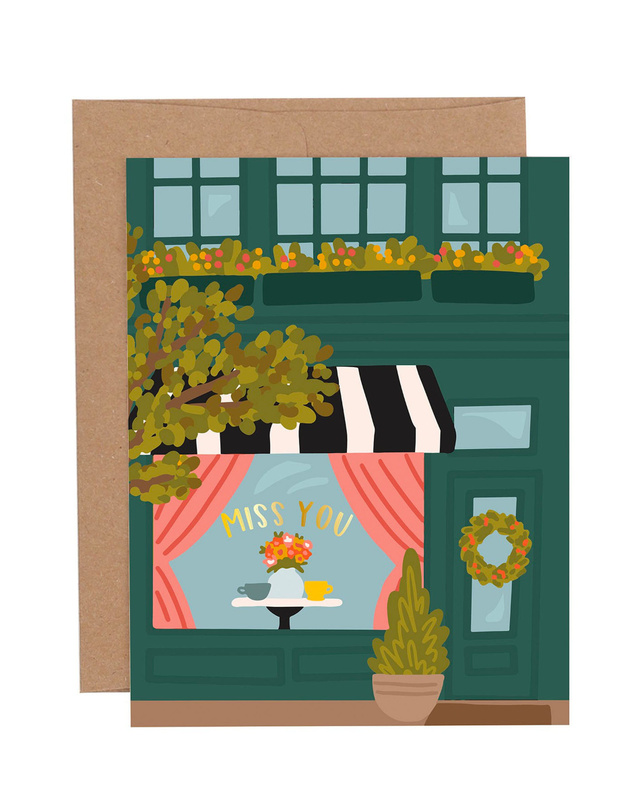 Miss You Cafe Greeting Card, 1 of 1