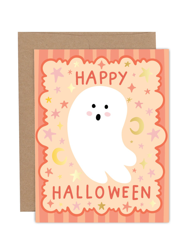 Happy Halloween Ghost Greeting Card, 1 of 1