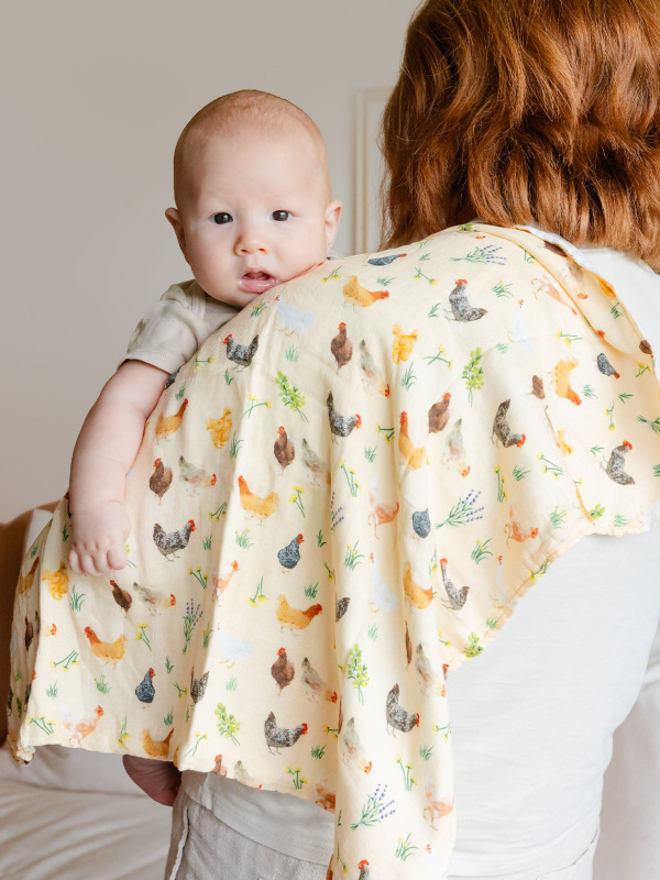 Chicken Meadows Baby Burp Cloths – Muslin Set of 2, 1 of 5