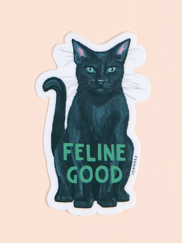 Feline Good Black Cat Decal Sticker, 1 of 3