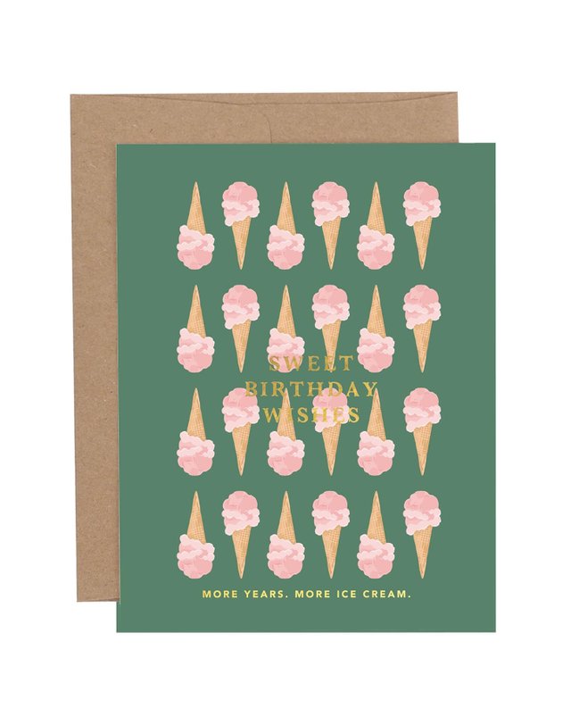 Sweet Birthday Wishes Ice Cream Greeting Card, 1 of 1