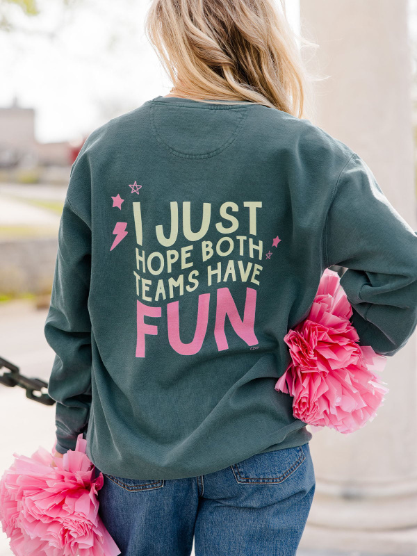Hope Both Teams Have Fun Game Day Sweatshirt - Blue Spruce, 2 of 6