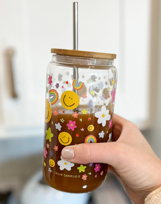 Rainbows & Smiley Faces Glass Can, 2 of 2