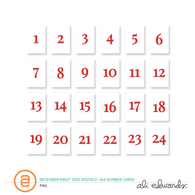 December Daily® 2023 Digital 4×6 Number Cards, 1 of 1