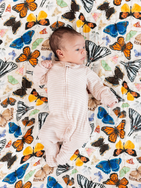 Flutter Friends Butterfly Reversible Baby Quilt, 1 of 6