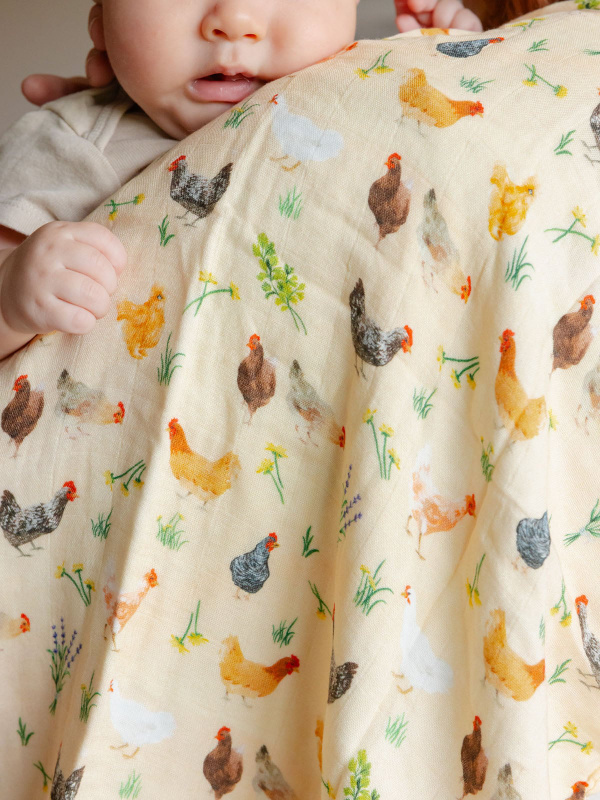 Chicken Meadows Baby Burp Cloths – Muslin Set of 2, 2 of 5
