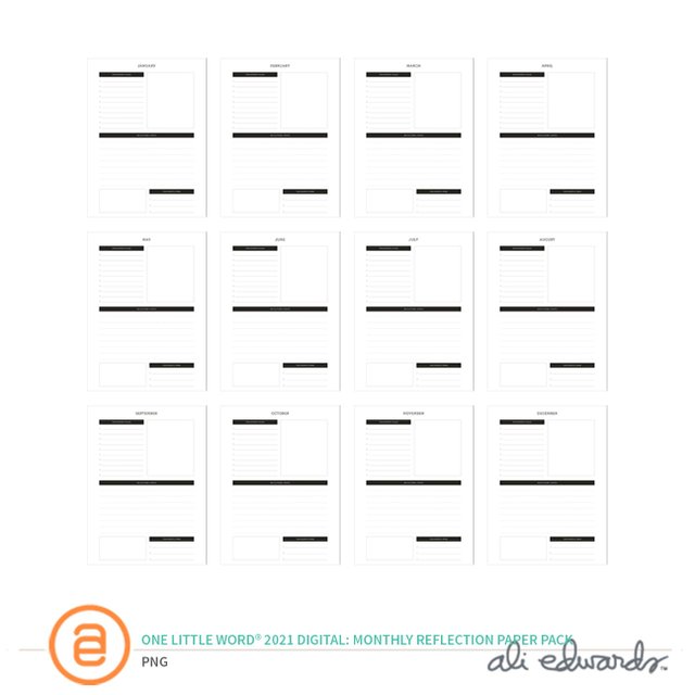 One Little Word® 2021 Digital Monthly Reflection Paper Pack, 1 of 1