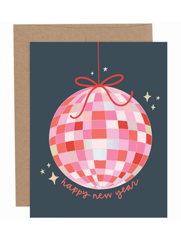 Happy New Year Disco Ball Greeting Card, 1 of 1