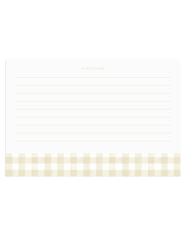 Beige Gingham Recipe Cards - Set of 50, 2 of 3