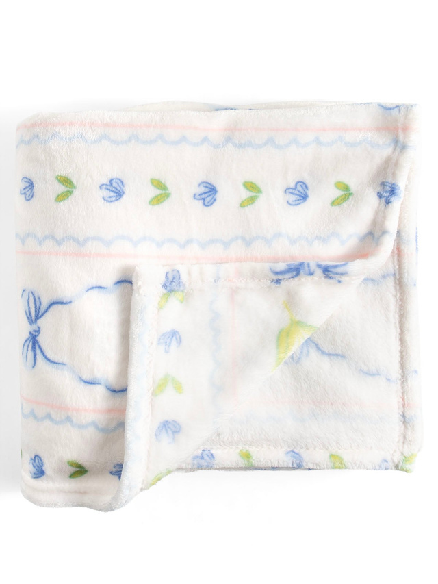 Blue Floral & Coquette Bows Fleece Throw Blanket, 5 of 6