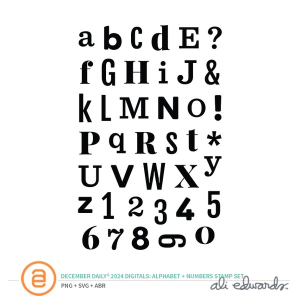 December Daily® 2024 Digital 4×6 Alpha and Numbers Stamp Set, 1 of 1