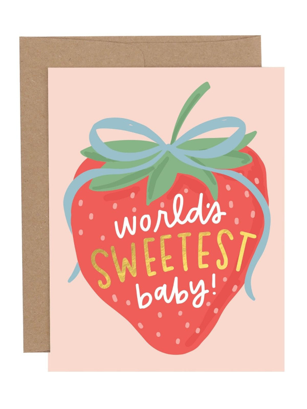 World's Sweetest Baby Strawberry Greeting Card, 1 of 1