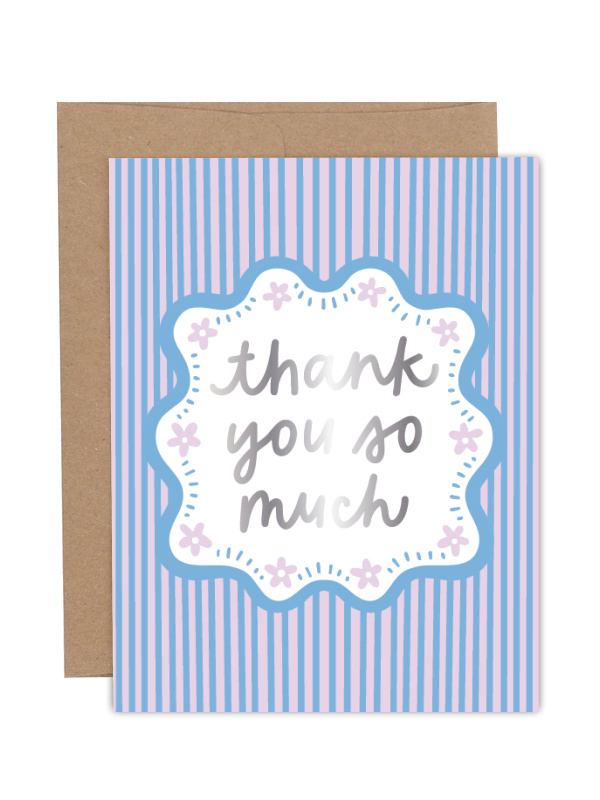 Thank You So Much Stripes Greeting Card, 1 of 1