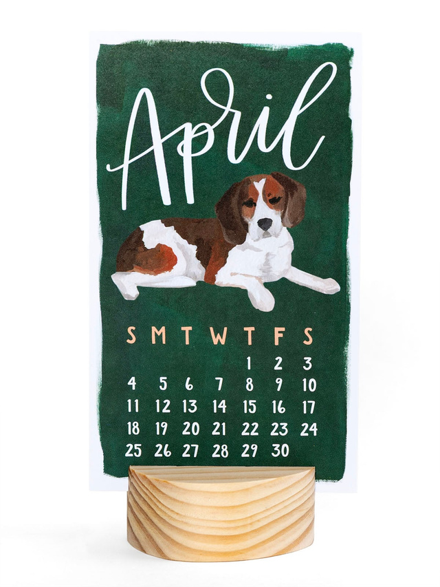 Furry Friends Dogs 2027 Mini Desk Calendar + Wooden Block, 2 of 7