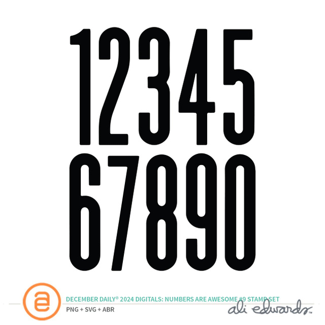 December Daily® 2024 Digital 6×8 Numbers are Awesome 9 Stamp Set, 1 of 1