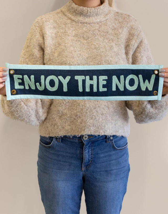 Enjoy The Now Embroidered Canvas Banner, 1 of 3