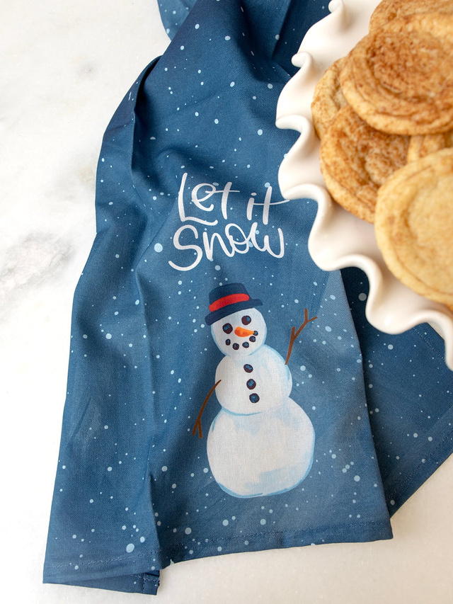 Let It Snow Snowman Kitchen Tea Towel, 2 of 5