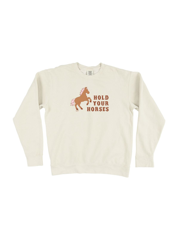 Hold Your Horses Western Sweatshirt - Ivory, 4 of 5