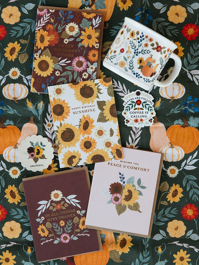 In All Things Give Thanks Fall Floral Greeting Card, 3 of 3