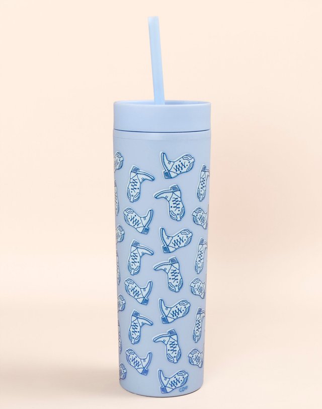 Western Cowgirl Boots Acrylic Tumbler - Sky Blue, 1 of 1