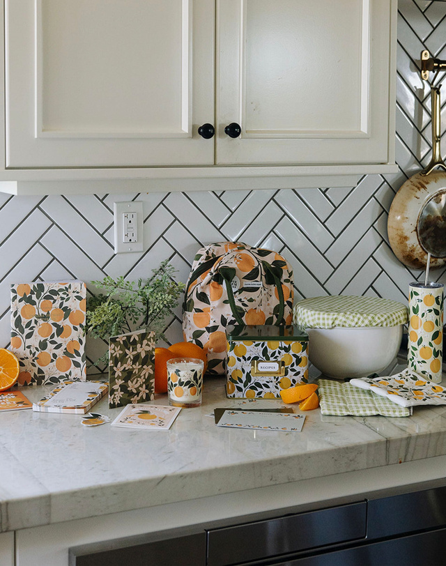 Orange Orchard Tin Recipe Box , 4 of 4