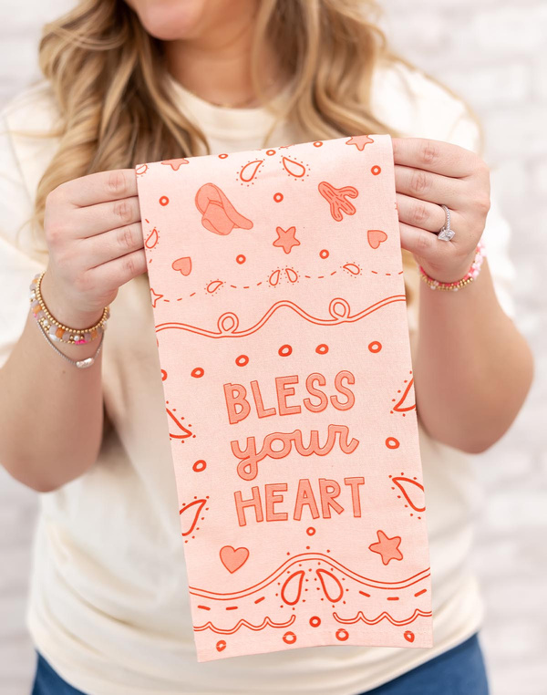 Bless Your Heart Western Tea Towel, 1 of 3