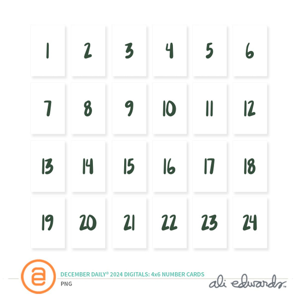 December Daily® 2024 Digital 4×6 Number Cards, 1 of 1