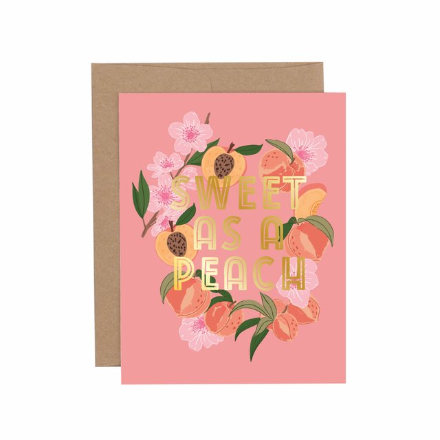Sweet As A Peach Block Letters Greeting Card, 3 of 3