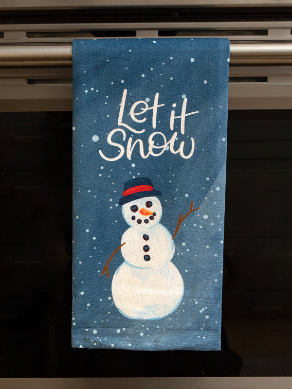 Let It Snow Snowman Kitchen Tea Towel, 1 of 5