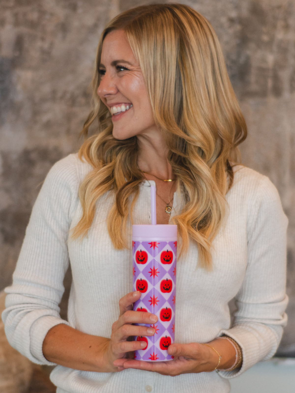 Pumpkins & Stars Halloween 16oz Skinny Acrylic Tumbler - Lilac, 3 of 3