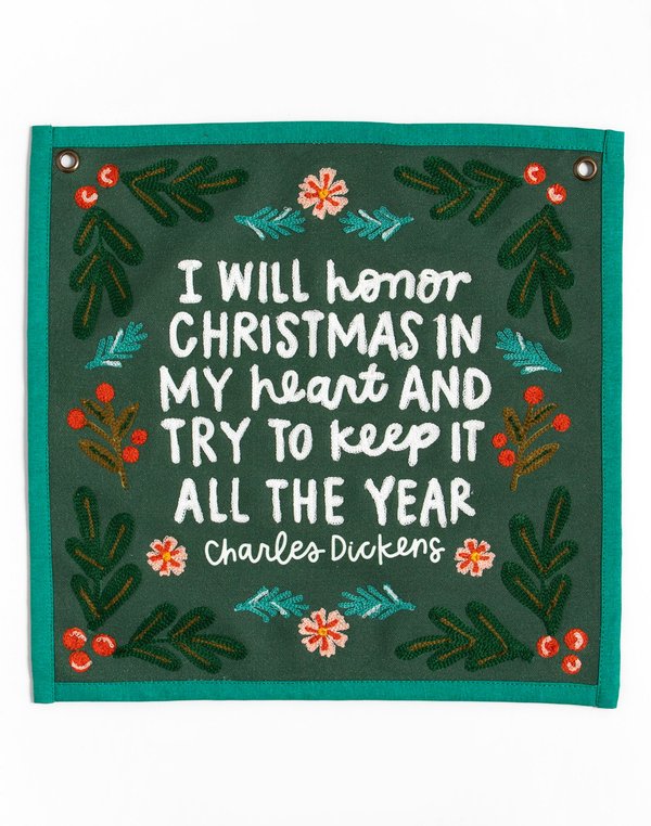 Christmas In My Heart Embroidered Canvas Banner, 2 of 4