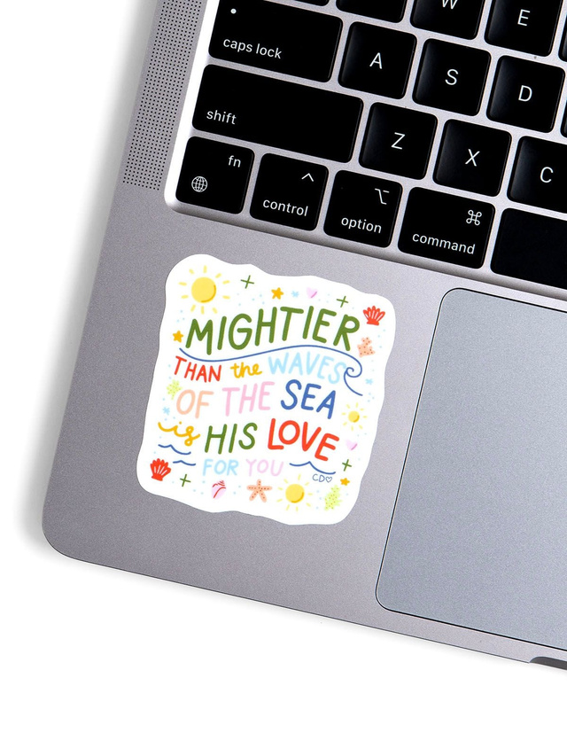 Mightier Than The Waves Coastal Faith-Inspired Decal Sticker, 2 of 4