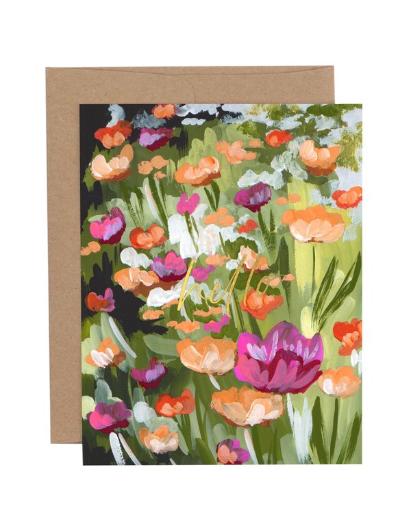 Poppy Field Hello Greeting Card, 1 of 1