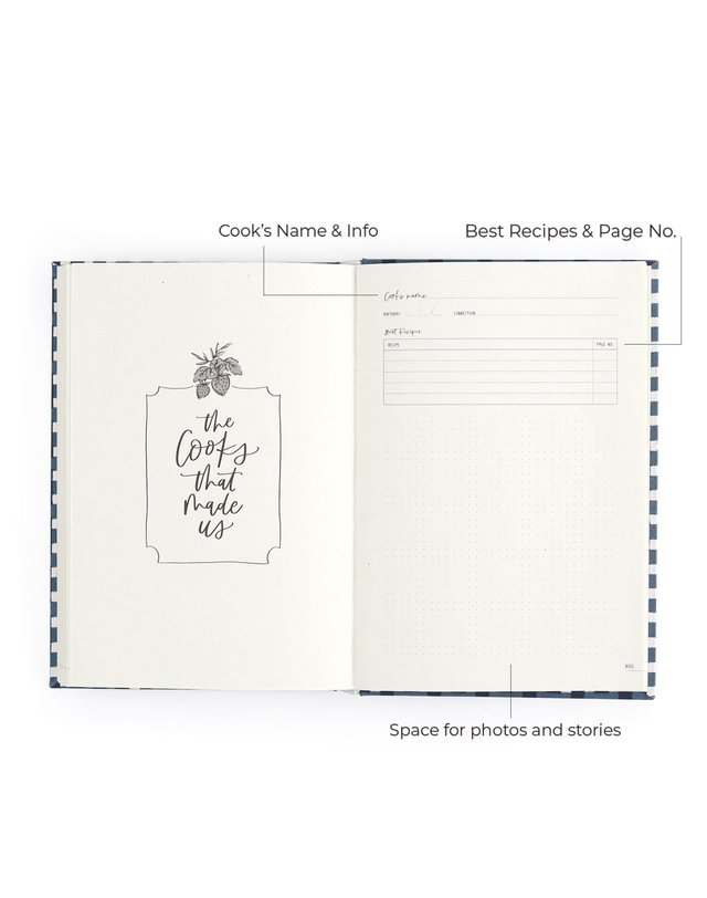 Navy Gingham Heirloom Recipe Book, 5 of 14